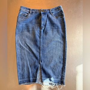 Who What Wear Blue Denim Pencil Skirt